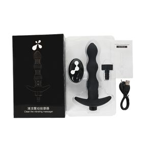 IN1 2 Controle remoto Contas anal Vibrador com Douche Vaginal Limpador Limpeza Limpeza Enema 10 Modos Massageador de próstata macho