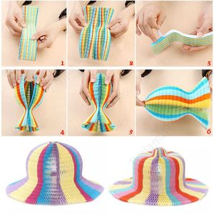 New design outdoor cheap sun visor caps magic folded recycled funny paper vase hats by sea 400pcs DAJ462