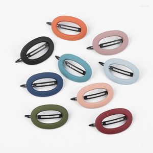 Korea Fashion Solid Color Scrub Resin Hair Clips Geometric Hollow Oval Wave Shape Hairpins For Women Accessories