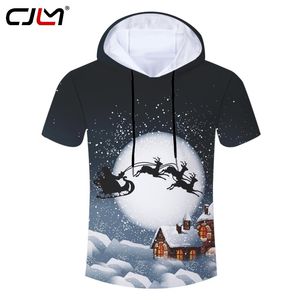 Winter Christmas Man Animal Tshirt 3D Printed Moon And Elk Harajuku Selling 6XL Mens Hooded Tshirt 220623