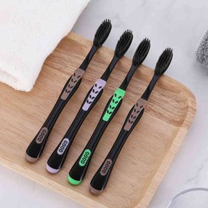 AZDENT 8/12 Pcs Sets Bamboo Charcoal Toothbrush Ultra Soft Nano Brush Oral Care 625 Nano-antibacterial Black Heads 220513