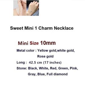 2022 Hot Luxury Brand Pure 925 Sterling Silver Jewelry for Women Mini 1.0cm Diamond Gold Color Necklaceかわいい1.5cmペンダントパーティーファインクローバー4リーフフラワージェムストーン