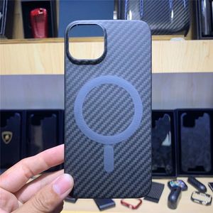 Compatible With MagSafe Genuine Carbon Fiber Slim Cases for iPhone 13 13 Pro Max Magnet Matte Black Armor Cover