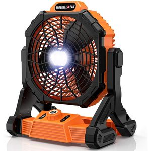 Lanternas portáteis ao ar livre fã de tenda de acampamento com luz LED 7800mAh Battery Battery Power Powerd Rechargable Rotation Lantern com piquenique de gancho