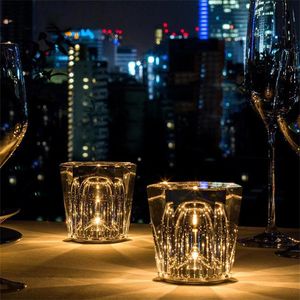 テーブルランプクリスタルLEDランプ充電式バーレストランディナーディナー雰囲気の夜間光豪華なベッドルームベッドサイドキャンドルデスクトップランプ可能