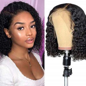 Wholesale kinky hair wigs for blacks for sale - Group buy Short Curl Bob Wigs x4 Lace Front synthetic hair Wigs Kinky Curly high temperature fiber For Black Women