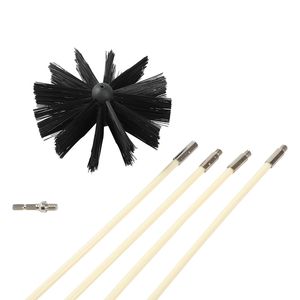 100 150mm Head Rotary Chimney Brush Long Handle Flexible Rod For Dryer Pipe Fireplace Inner Wall And Roof Cleaning Tools 220505