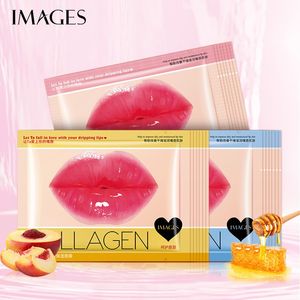 Obrazy unisex marka kolagen lip maska ​​nawilżająca miód mleko brzoskwiniowe esencja esencja padów lip plaster żel żel