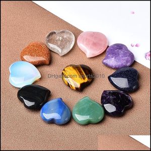 Konst och hantverk Arts Gifts Home Garden Natural Crystal Quartz Stone Jewelry Ornament Gemstones Heart Mineral Healing Reiki DHT17