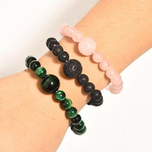 Braccialetti con fili di perline per uomo Donna Corda elastica Gioielli Bracciale Yoga in pietra naturale di alta qualità Coppie Nero Bianco 2022 Fawn22