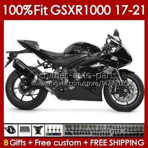 Injektionsverkleidungen für Suzuki K17 GSXR 1000 CC 17 18 19 20 21 Bodywork 146no.60 GSXR1000 1000CC GSXR-1000 2017 2018 2019 2020 2021 GSX-R1000 17-21 OEM Bodys Glossy Black Schwarz