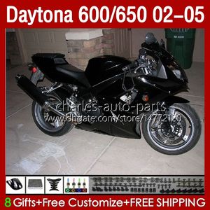 Bodys de motocicleta para Daytona600 Daytona650 02-05 Bodywork 132No.30 Cowling Daytona 650 600 CC 02 03 04 05 Daytona Glossy Black 600 2002 2003 2005 ABS Fairing Kit