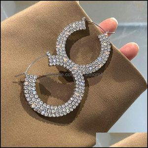 Hoop Hie Earrings Jewelry Out Fl Rhinestones Thick For Women Fashion Big Crystal Round Jewrlry Large Circle Drop Delivery 2021 Brl8U