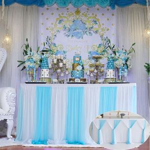 Decoração de festa Two Tone Stripe Tutu Tulle Dress Dress Wedding Birthday Surround Baby Chuveiro Tablethparty