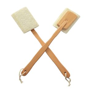 Wooden Shower Brush Natural Long Handled Loofah Scrubbing Detachable Back Cleaning Brushes Household Bathroom Supplies