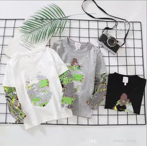 Designer Kids Casual T-Shirt Fashion Toddler Cartoon Color Matching Long Sleeve Tee Shirts Children Sport Boutique Clothing C7023