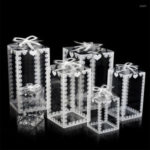 Brocada de presente 5pcs caixa de impressão transparente festa de aniversário decoração de casamento pvc plástico clear embalagem caixas doces comida de bebê chuveiro de chuveiro de bebê