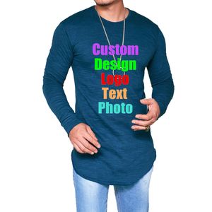 Solide Übergroßen 3XL Langarm Unregelmäßigen Männer T shirt Individuelles P o Text Gedruckt Punk Coole Männliche T-shirts Shirts Mann top T shirt 220621