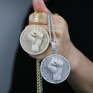 Punkstile runde Faust Anhänger fit kubanische Ketten Halskette für Frauen Männer Hip Hop Schmuck plattiert Gold Silber hochwertiger Schmuck Großhandel Großhandel Großhandel