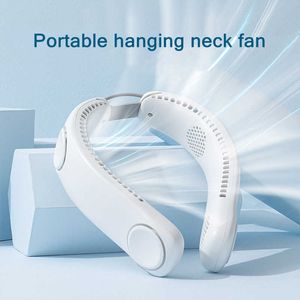 4000mAh Portable Mini Hanging Neck Coolers Fan Leafless Fan USB Charging Air Cooler Foldable Handheld 3-gear Ventilador For Outdoor Mute