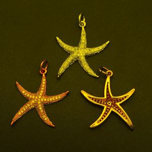 Charms 26x21mm 100% CZ Zircon DIY Jewelry Sea Star Connectors Charm Wholesale Bulk Order Discounts Fashion AccessoriesCharms