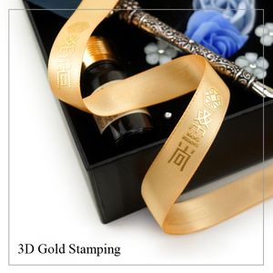 Yüksek kaliteli özelleştirilmiş şeritler 10mm75mm Düğün Partisi Şeridi için 100yard 3D Altın Damgalama Damgası 220608