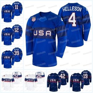 CeoMitNess Team USA 2022 Winter Hockey Jersey Drew Helleson Ben Meyers Marc McLaughlin Jake Sanderson Matty Beniers Nathan Smith David