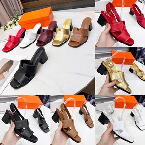 مصمم صندل نساء Elbe Sandal Classic Calfskin High Cheels High Cheels Ladies chunky Heel Platform Slippers Summer Beach Slides 35-44 with box