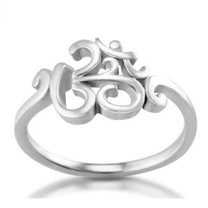 Cluster Rings 100% 925 Sterling Silver Women Men High Quality Fine Om Ohn India Symbol Yoga Jewelry RingCluster
