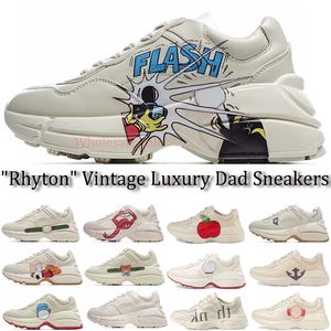 Designer pappa sneakers rhyton casual skor män kvinnor vintage pappa sneaker märke lady lyxys löpare tränare chaussures multicolor plattform sko 35-45