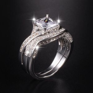 Clusterringen Vintage kt Gold Square vorm Princess Cut Diamond voor vrouwen Luxe bruiloft Cocktailset Jewelry Cluster