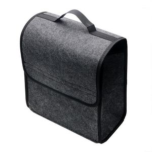 Car Organizer Portable Storage Bag Folding Auto Seat Back Tool Bags Rear Pouch Holder Box Soft Felt Trunk Accessories