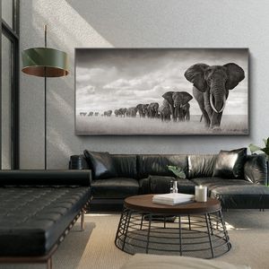 Africa Elephants Canvas Painting Wild Animal Scandinavia Cuadros Posters and Prints Wall Art Pictures For Living Room Decor