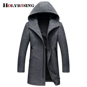 Winter Wool Coat Men Fashion Wool Jacket Men عالية الجودة مُحَفَّمة مقنعًا بحجم Mize M Size #18172 Holyrising LJ201110