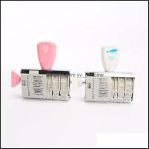 Stamps Desk Accessories Office School Supplies Business Industrial Wholesale- Diy Roller Knob Seal Text Date Ink Rubber Stamp Diary Po Alb
