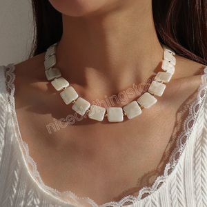 Hochwertige, quadratische, barocke Perlen-Halskette für Frauen, Hochzeit, Braut, elegante kurze Schlüsselbeinkette, Halsschmuck