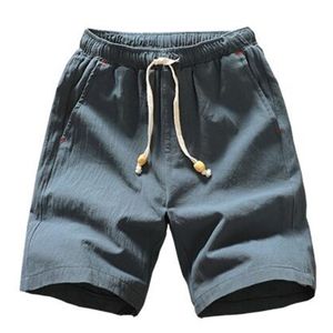 Summer Chinese Style Shorts Men Casual Beach Shorts Cotton Solid Drawstring Waist Bermuda Shorts Men Plus Size 4XL 5XL 210322