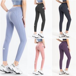 LL-CK005 Yoga-Outfits für Damen, Hosen, schmale Hosen, schmale Strumpfhosen, Sport, Fitnessstudio, Laufen, lange Hose, elastische Taille