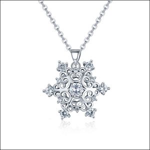 Подвесные ожерелья снежинки колье с хрустальным камнем CZ для женщин девочек снежинки сияющие страза снежных подвес