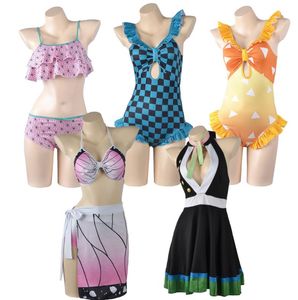 Costume da bagno anime Shinobu Costume da bagno Cover Up Costumi cosplay per feste Demon Slayer Bikini Estate Costumi da bagno giapponesi per ragazza Donna XS-3XL Taglie forti