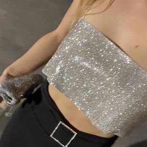 Women's Tanks & Camis Chic Women Backless Spaghetti Strap Camisole Sexy Bling Rhinestones Crop Top 2022 Summer Sleevless Mini Vest Party Clu