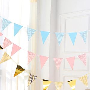 Party-Dekoration, 5 m, goldene Papiergirlande, Dreiecke, Flagge, Hochzeitsgirlanden, DIY-Hochzeitsbanner, Abschlussfeier, Babyparty, Geburtstagsdekoration mit Seil