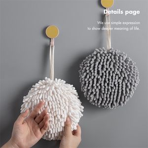 1PCS Chenille Household Kitchen Handball Hand Towels Bathroom Ball with Sponge Quick Dry Soft Absorbent Microfiber Hanging Towel 220727