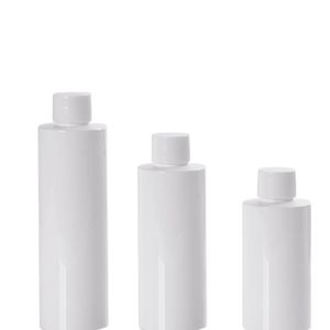 Packing White Plastic Bottle Flat Shoulder PET White Screw Lid With Clear Inner Plug Portable Refillable Cosmetic Packaging Container 80ml 100ml 120ml