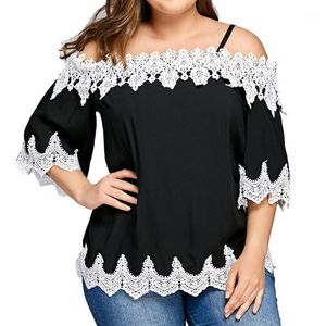 Homenest Womens Tops and Bluses Spring Summer Lace Patchwork Half Sleeve Tee Shirts Cold Shouder Top Ladies Tunic Clothes Women's
