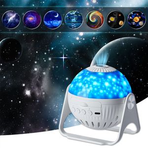 Planetarium Projector 7 in 1 Galaxy Projection Night Light met Nebula Moon Planet Aurora 360 ° Roterend Focussing Star Light voor babyslaapkamer