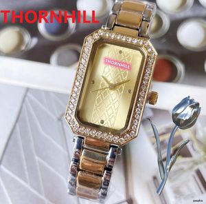 Luxury Women Rectangle Shape Diamonds Ring Watches Rhinestone Studded Stainless Steel Calendar Date high quality luxury Wristwatch montre relogio feminino