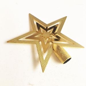 Decorações de Natal Golden Tridimensional Estrela de Cinco Pontos para Acessórios de Decoração de Tree Top