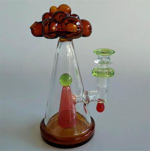 2022 Honeycomb Bong Recycler Gravity Glass Glass Glass Ash Catcher Hookahs Pump Nozzle Grape Triangle Thedened Bongs Oil Rig Bubble Bong Full Height of 7.4インチ