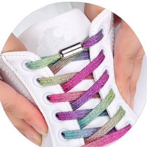 1Pair sem tacos cadarços unissex elásticos cadarços de bloqueio de sapatos de sapatos para crianças tênis adultos Shoelace 23 coloris Shoestrings 220713